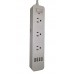FixtureDisplays® White Power Strip with USB Ports, 3 AC Outlets + 4 USB (2.1A) Power Sockets Charging Station Power Extension 16732